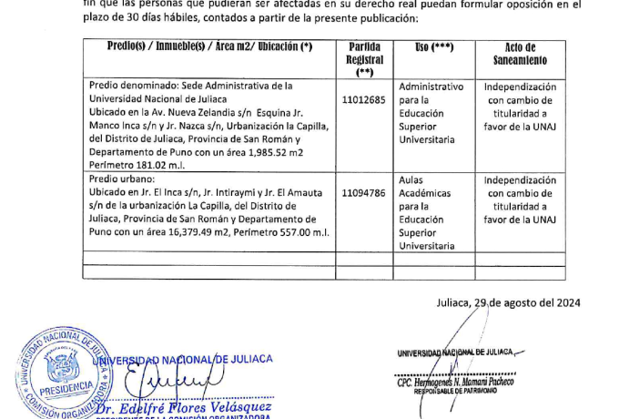 AVISO DE SANEAMIENTO